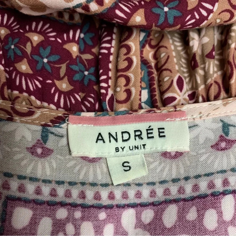 Andree By Unit Small Muted Multicolored Top Flowy… - image 5